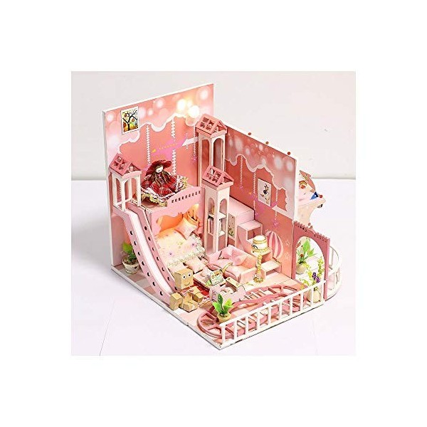TEYUN Maison de poupée Mini Kit Main for Les Filles Chalet rêve Bricolage Bon Cadeau Color : Pink 