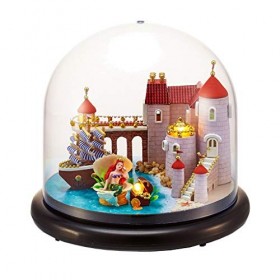 ACMEDE Maison De Poupée Miniature DIY Bâtiments Artisanaux Mini Kit Maison avec Lumières LED Cadeaux danniversaire Décoratio