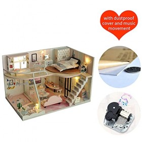 Kit de maison de poupée miniature de Noël à faire soi-même avec meubles LED 3D en bois Décoration de Noël