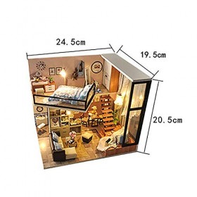luckiner Kit de maison de poupée miniature fait à la main avec housse anti-poussière