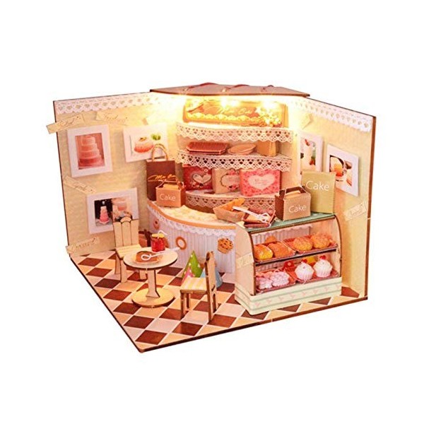 N-B Maison de poupée Bricolage, modèle de Maison de gâteau en Bois assemblé à la Main, avec lumières, Famille, Cadeaux danni