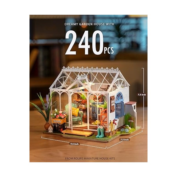 ROBOTIME Miniature Maison de Poupée, Maquette Maison a Construire, DIY Miniature House Adulte Dreamy Garden House 