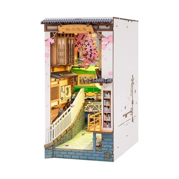 Rolife DIY Book Nook Modèle Kit, Bookshelf Insert Diorama Bookends,Maison de Poupée,Puzzle en Bois 3D,DÉcoration Japonais Cad