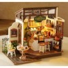 RoWood Miniature Maison en Bois de Poupée Café, Bricolage Mini Maison en Bois Set de Cadeau danniversaire pour Adulte Femme 