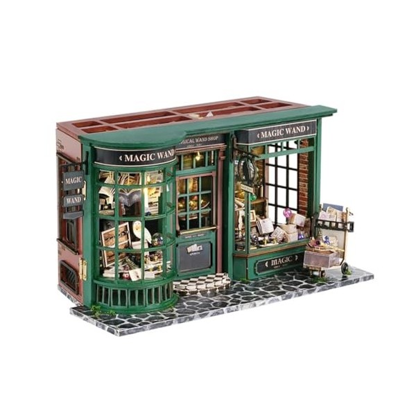 Magic Shop Maison de poupée avec housse anti-poussière, kit de meubles de maison de poupées miniatures, échelle 1:24, cadeau 