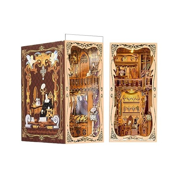 MiniCity Book Nook Kit, DIY Miniature Maison de Poupée Booknook Kit, Puzzle en Bois 3D Serre-Livres Bibliothèque Décoration a