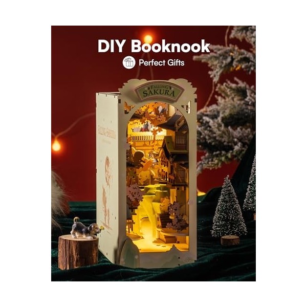RoWood DIY Book Nook Kit | Puzzle 3D Serre Livres en Bois | Maison Miniature avec Lumière LED, Jeux pour Adultes à Construire