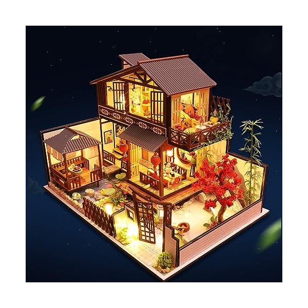 September-Eur ope - Maison de poupée miniature en bois de style japonais 1:24 - Kit de bricolage assemblé pour cadeau danniv