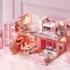 Maison de Poupées DIY Kit de Maison de Poupées Miniature Dollhouse Miniature avec Lumière LED Cadeaux Créatifs pour Amis Pare