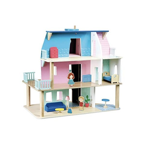 Vilac Mein Puppenhaus Ma Maison de poupée, 6316, Bleu et Rose, 50 x 45 x 13 cm