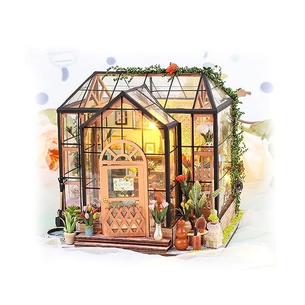 Gugxiom Kit de Maison de Poupée Miniature Bricolage, Maison de Fleurs à Léchelle 1:24, Maison de Poupée Facile à Assembler, 