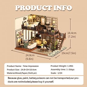 Fsolis DIY miniature décoration de maison de poupée en bois 3D avec protection anti-poussière et mouvement musical miniature 