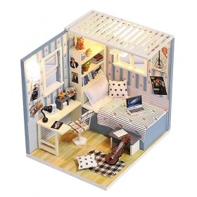 ibasenice Maquette Kit Maison De Poupée en Bois Bricolage Maison Cabane en Rondins Bambou Mini