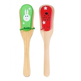 POPETPOP Lot de 2 nœuds en bois avec jouets de Ritmo long manche jouets percussions musique, instructions pour les garçons et