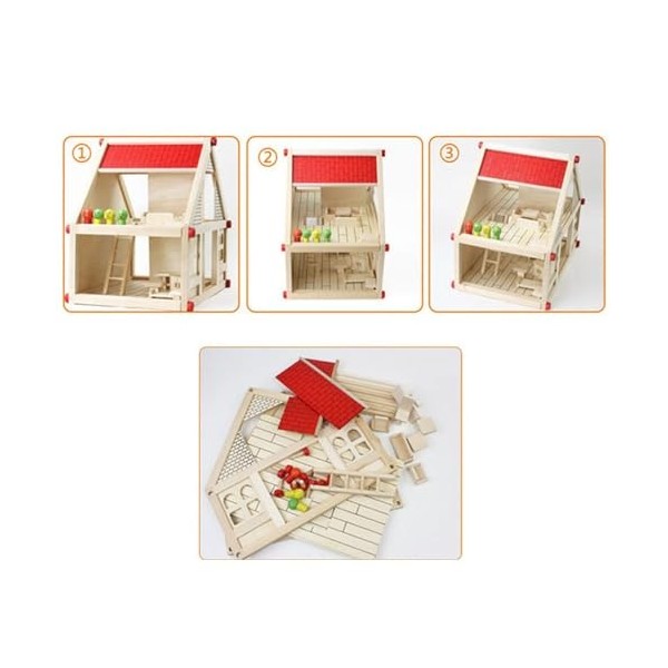 Fonowx Maison de poupée en Bois 3D, Bricolage, avec Meubles, Ensemble de Jeu en Bois, Figurines Classiques, Accessoires, poup