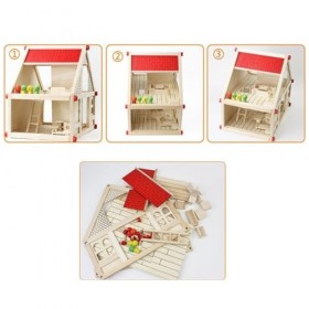 F Fityle Maison de poupée pour Enfants, Kits de Maison en Bois Miniatures à Monter soi-même, Ensemble de Jeu en Bois avec Meu