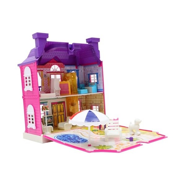 FAVOMOTO Maison De Poupée pour Enfants Princesse Ma Première Maison De Poupées Grand Château À Deux Étages avec Accessoires D