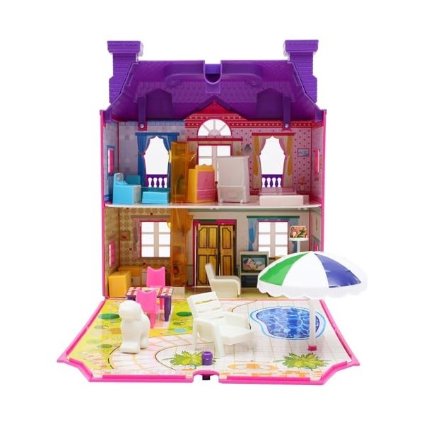 FAVOMOTO Maison De Poupée pour Enfants Princesse Ma Première Maison De Poupées Grand Château À Deux Étages avec Accessoires D