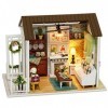 Kit De Maison De Poupées Bricolage Kit De Maison Miniature en Bois Bricolage Fait à la Main Cadeaux pour Enfants avec Lumière