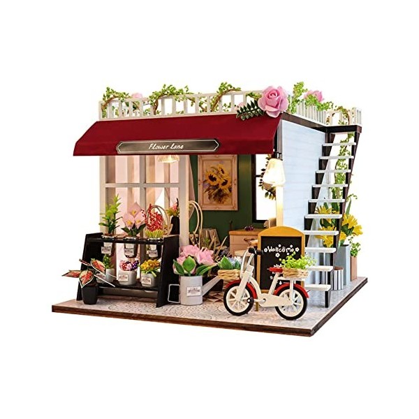 misppro Exquise maison de poupée miniature maison de poupée enfants jouets en bois kit de meubles