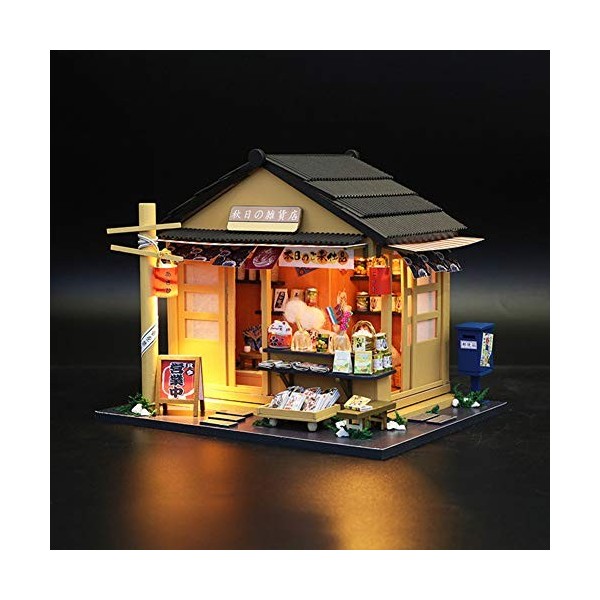 Miniature avec des Meubles De Maison De Poupée, 3D Maison Poupee Bois Kit avec Meubles Et Musique, Lumière LED, Salle Créativ