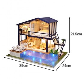 Maison Poupée Miniature Bricolage avec Lumière + Musique, Maison, Creative DIY Kit Maison Dollhouse Miniature pour Romantique