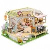 Fsolis Miniature avec des Meubles de Maison de poupée, kit 3D Dollhouse en Bois Ainsi Que la poussière et Le Mouvement de la 