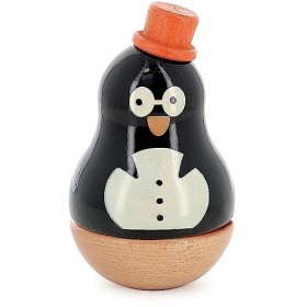 Vilac - Boîte à Musique René Le Pingouin - Jouet dEveil et de Décoration en Bois Massif - 6 Personnages à Collectionner - po