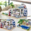 Maisons de poupée, Bricolage Maison de poupées en Bois Artisanat Miniature Kit modèle de Construction Jouets Piscine décorati