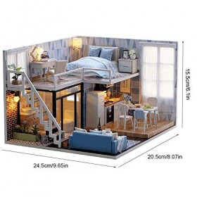 Kit de meubles en bois miniatures de maison de poupée bricolage, kit de maison de poupée avec couvercle anti-poussière, mini 