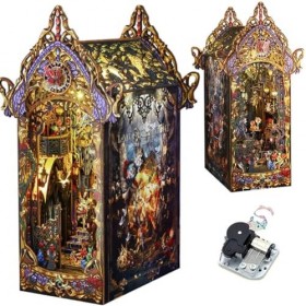 Kit de maison de poupée miniature à faire soi-même avec musique, support de livre en bois 3D, puzzle, maison de poupée en boi
