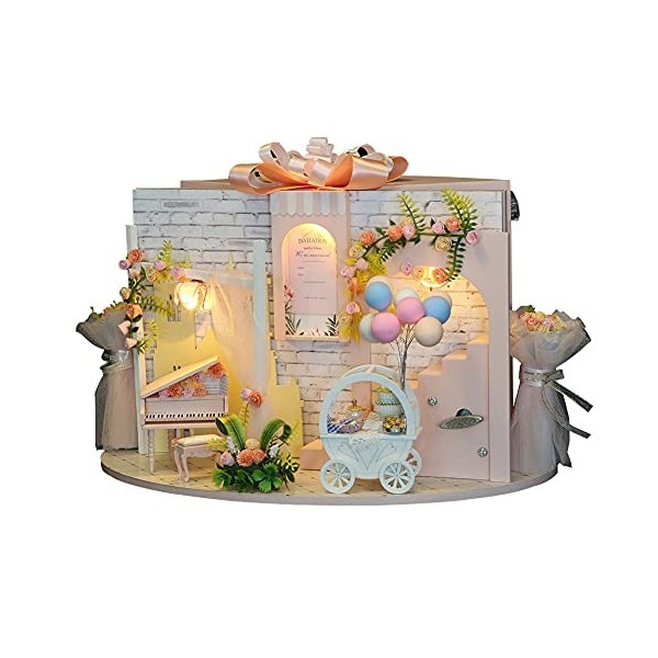 Kit de maison de poupée miniature en bois 3D pour mariage - Décoration de maison de poupée avec meubles - Cadeau créatif pour