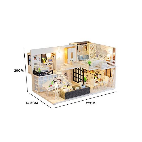 Maison De Poupée Miniature Avec Des Meubles,Kit De Maison De Poupée Miniature Bricolage Plus Étanche À La Poussière Et Mouvem