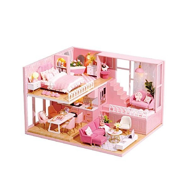 Quitd Maison de poupée en trois dimensions à assembler soi-même - Maison miniature avec mouvement musical - Cadeau de vacance