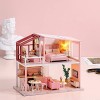 Maison de Poupées en Bois 3D avec Cache Poussière, Maison de Poupée avec Meubles, Maison Miniature a Construire Romantique et