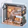 Maison de Poupées en Bois 3D avec Cache Poussière, Maison de Poupée avec Meubles, Maison Miniature a Construire Romantique et