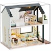 Maison de Poupées en Bois 3D avec Cache Poussière, Maison de Poupée avec Meubles, Maison Miniature a Construire Romantique et