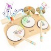 Vanplay Tambour Jouet Bebe Instrument de Musique Enfant Jouet en Bois Montessori Jouets Musicaux Jouet Enfant Cadeau Fille Ga