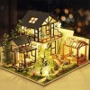 erhumama Maison de poupée miniature de style chinois à monter soi-même avec meubles LED - Jouet en bois - Cadeau pour enfant