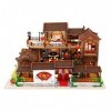erhumama Mobilier de maison de poupée à monter soi-même - Kit de lumière LED miniature - Villa chinoise ancienne - En bois - 