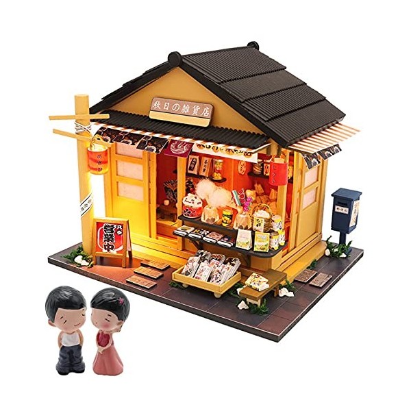 YIHANGG Kit Maison De Poupée Miniature Bricolage en Bois Ameublement épicerie De Style Japonais Modèle Dartisanat Mini Décor