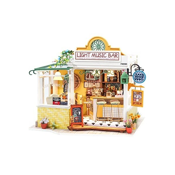 Rolife Maison Miniature Bar à Musique Maison de Poupee a Construire Dollhouse DIY Kit de Top Cadeaux pour Les Adultes Filles 