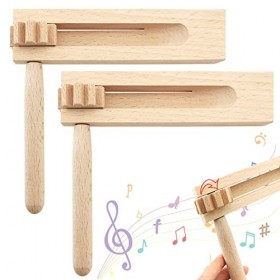 Lets Joy Créateur de Bruit à Cliquet en Bois, 2 Pièces Orff Instruments, Bois à Cliquet Rotatif, Jouet de Hochet Rotatif en B