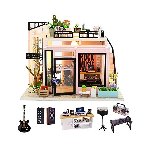 Maison de poupées miniatures Maison de poupées DIY Kit miniature de maison de poupée 3D, kit de maison de poupée miniature à 