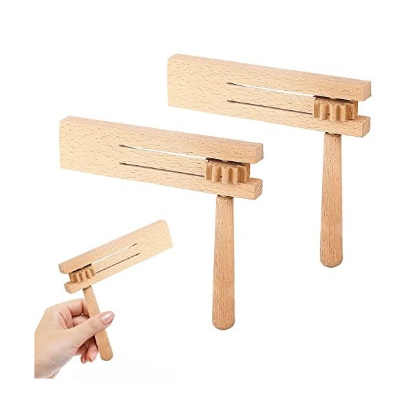 LEIMEND 3 PCS Crécelle en Bois Enfants à Cliquet en Bois Table Dharmonie en Bois, Aides à lenseignement Précoce de la Musiq