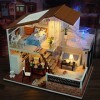 XLZSP ZQW Kit miniature maison de poupée DIY avec meubles, maison miniature en bois 3D avec housse anti-poussière et mouvemen