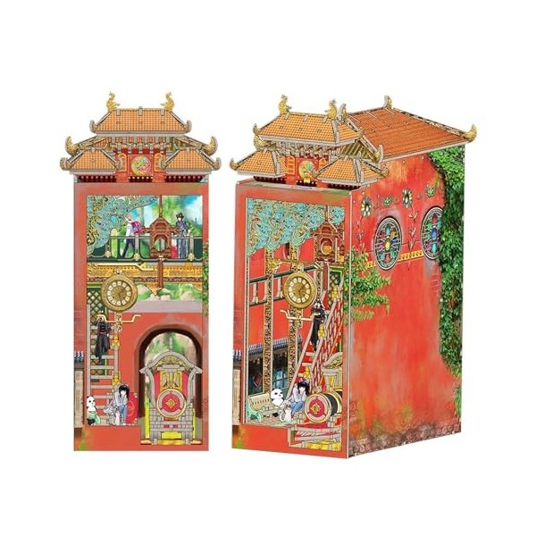 Puzzle de Maison de Poupée en Bois 3D, Kit de Coin Livre de Gare Bricolage, Insert de Bibliothèque Décoratif Créatif, Cadeaux
