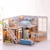 Maison de poupée bricolage, maison de poupée miniature Kit de maison de bricolage Miniature de maison de poupée avec meubles 
