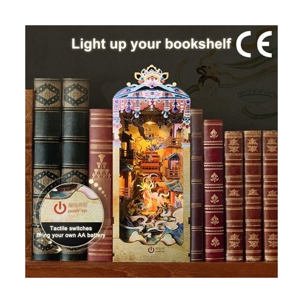 Kits de Coin Livre 3D, Bibliothèque de Maison de Poupée avec Lumière LED, Kit de Construction de Modèle de Serre Livres Créat
