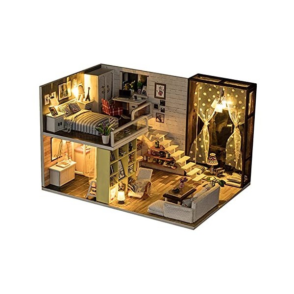 Kit de maison de poupée, maison de poupée miniature Oll House Toy Dollhouse Jouet de montage pour enfants pour le salon